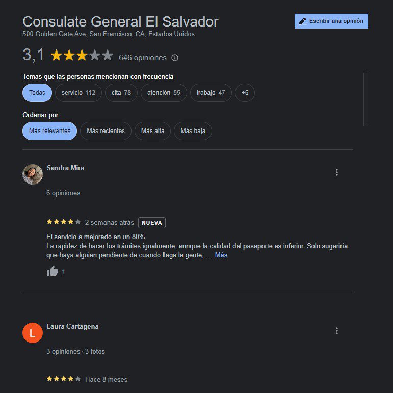 reviews consulado salvador san francisco