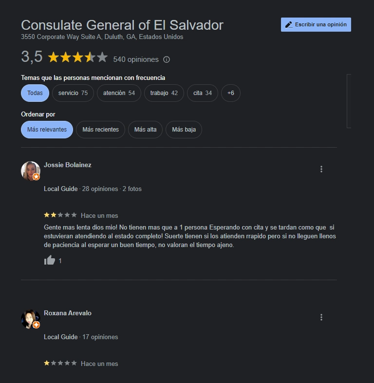 reviews del consulado salvadoreño en atlanta, ga