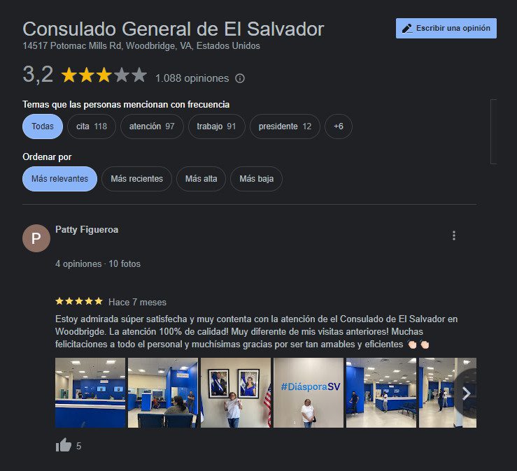 opiniones de consulado de el salvador en woodbridge