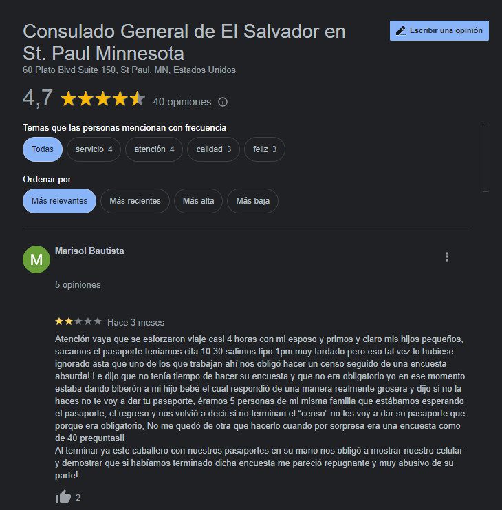 reviews consulado el salvador minnesota