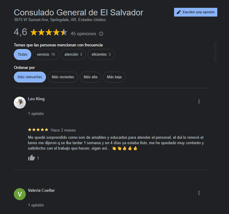 consulado salvadoreño en arkansas reviews