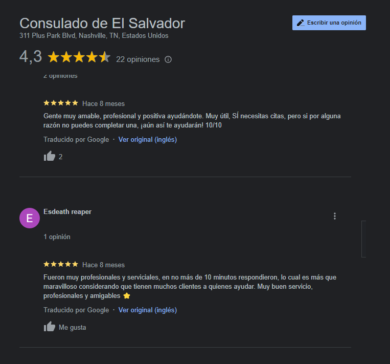 reviews del consulado de el salvador en tennessee