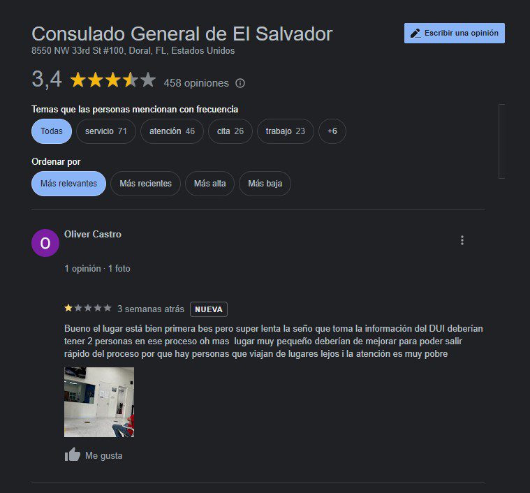 opiniones consulado el salvador miami