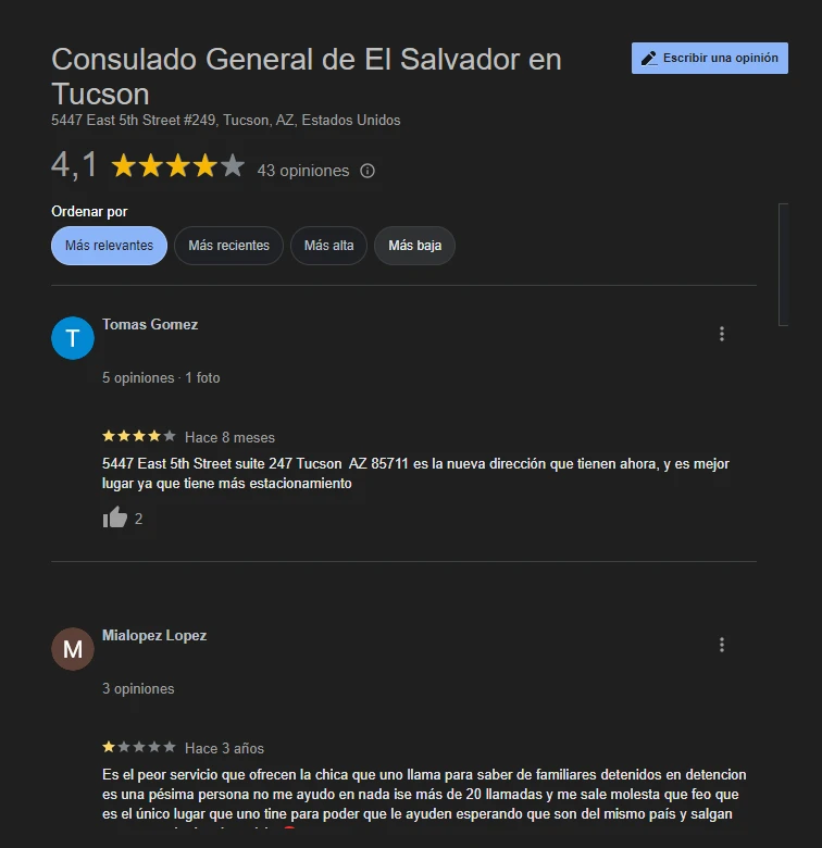 reviews consulado de el salvador en arizona